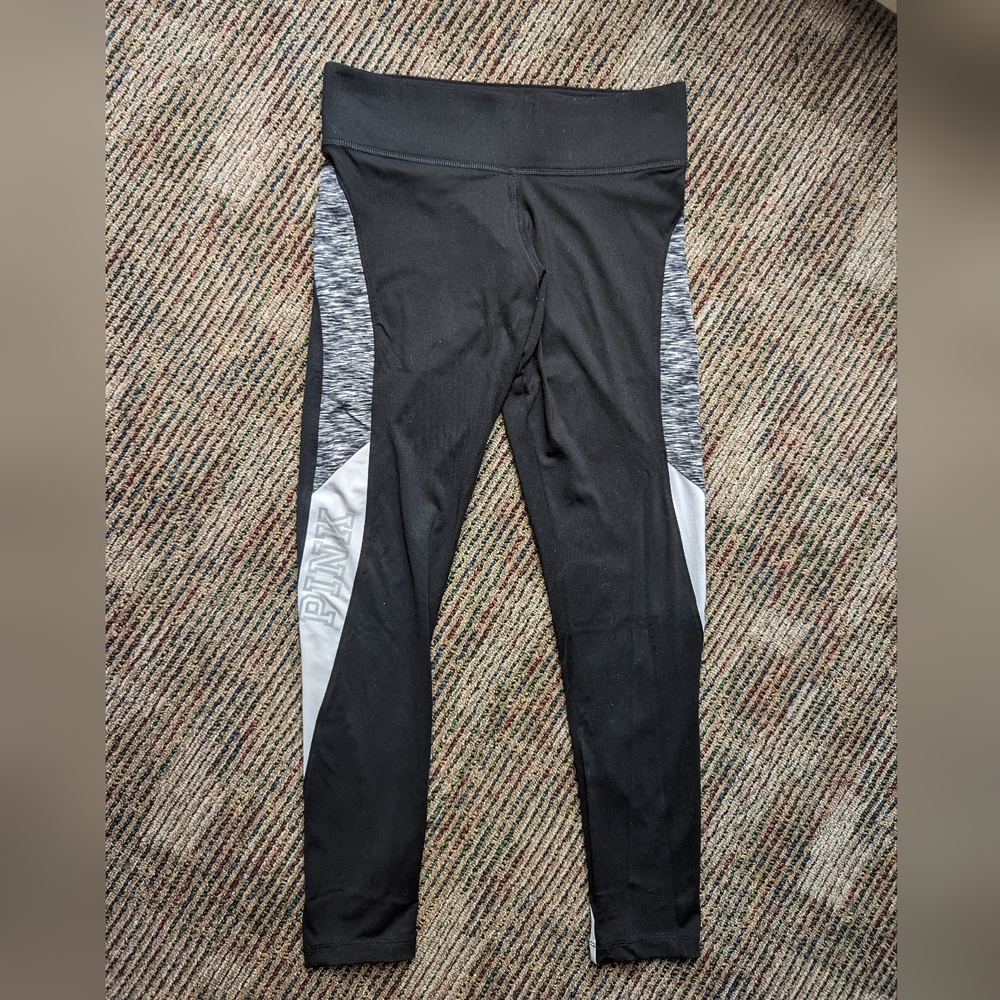 PINK Victoria's Secret Ultimate Leggings Logo Black Heather Comfy Full Length